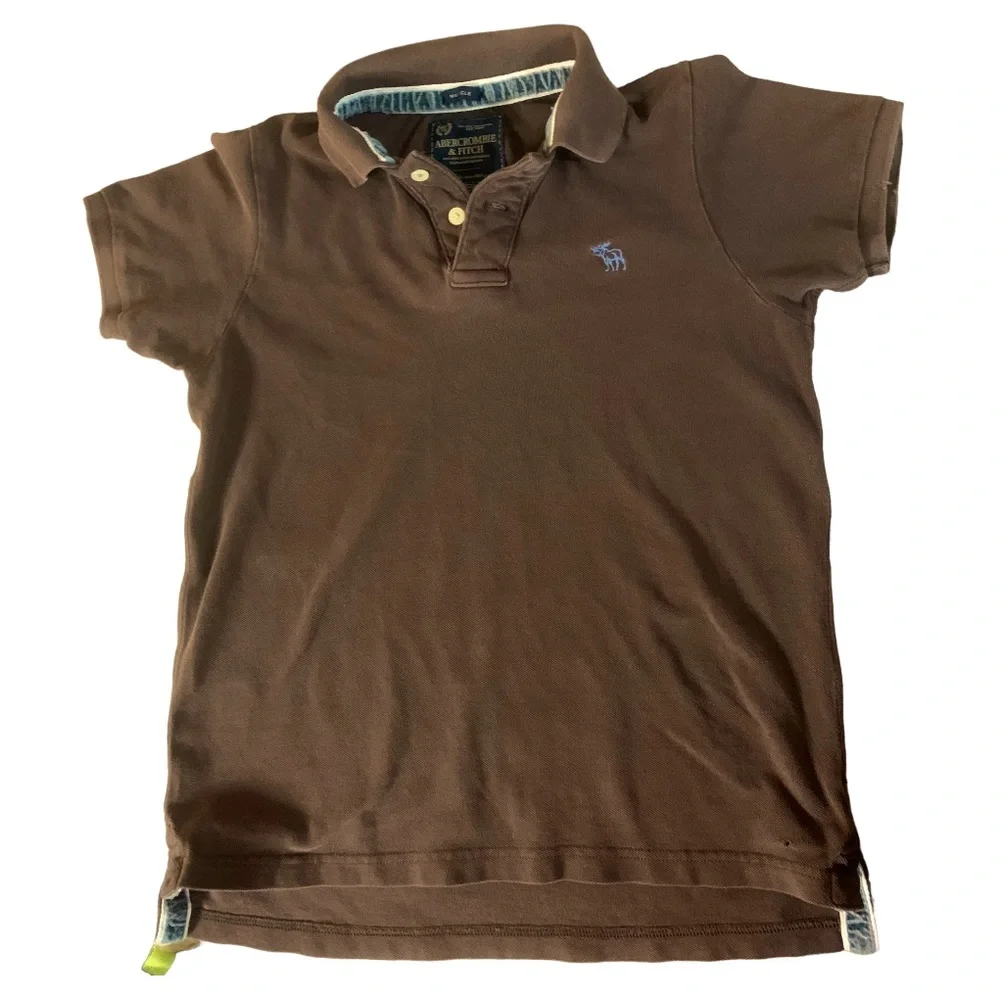 ABERCROMBIE & FITCH MUSCLE VINTAGE Brown Polo Shirt - Size Small - Picture 1 of 3